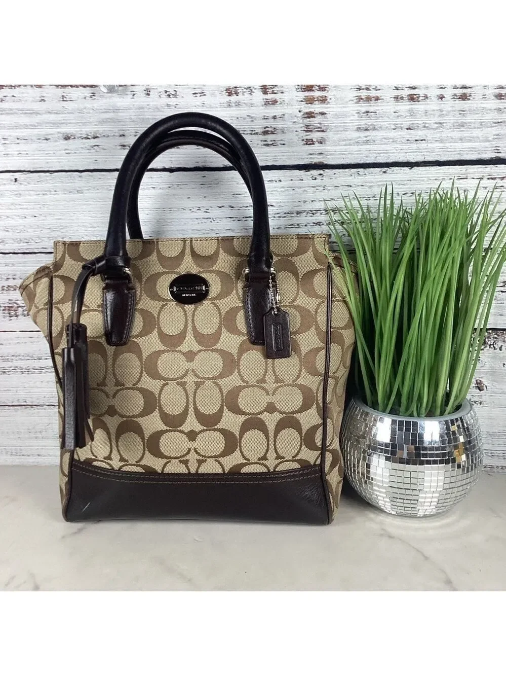 Coach‎ Brown and Black Signature Tote Bag Vintage
